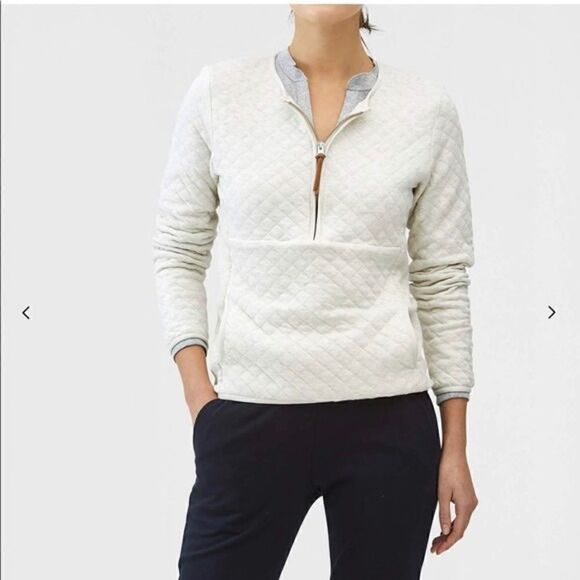 Guideboat Womens Quilted The J'Adore Jacquard Knit Half Zip Sweater in Oatmeal S - Picture 7 of 7